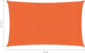 vidaXL Żagiel przeciwsłoneczny, 160 g/m, pomarańczowy, 2,5x5 m, HDPE 6