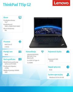 Laptop Lenovo T15p G2 (21A70007PB) 16