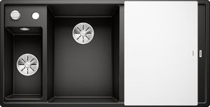 Zlewozmywak Blanco Axia III 6 S Silgranit czarny z korkiem automatycznym InFino, deska szklana, odsączarka stalowa, komora z lewej (525848) 1