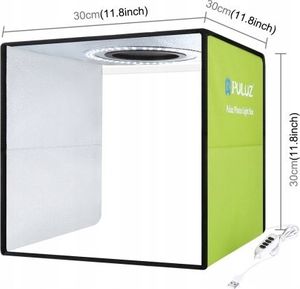 Zestaw studyjny Puluz Puluz Namiot Bezcieniowy Led 30x30 30cm + Tła 10w 8