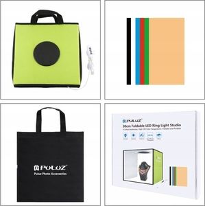 Zestaw studyjny Puluz Puluz Namiot Bezcieniowy Led 30x30 30cm + Tła 10w 9