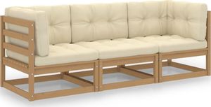 vidaXL 3-osobowa sofa ogrodowa z poduszkami, lite drewno sosnowe 1