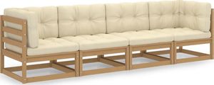 vidaXL 4-osobowa sofa ogrodowa z poduszkami, lite drewno sosnowe 1