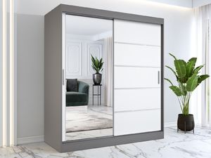 MKPOL Szafa przesuwna MODUO COMFORT 3 180 antracyt/biała mat z lustrem 6