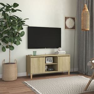 vidaXL Szafka TV, drewniane nóżki, dąb sonoma, 103,5x35x50 cm 1