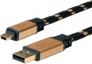 Kabel USB Roline USB-A - miniUSB 1.8 m Czarny 1