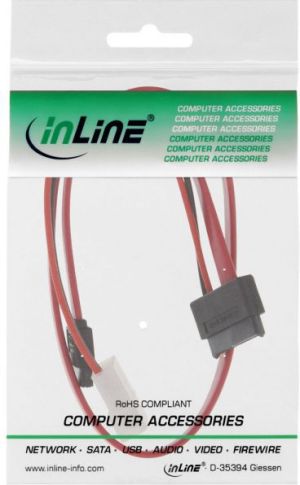 InLine SATA - SATA Slimline + Molex, 0.4m, Czerwony (29608) 2