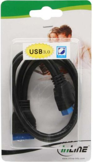 InLine USB 19 pin - USB 19 pin, 0.35m, Czarny (33448I) 2
