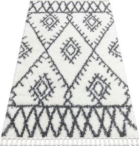 Dywany Łuszczów Dywan UNION 3481 Zygzak krem / szary Frędzle berberyjski marokański shaggy, 80x150 cm 1