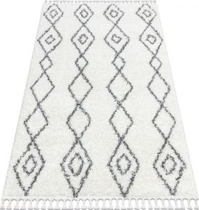 Dywany Łuszczów Dywan UNION 3374 Romby, łańcuch krem / szary Frędzle berberyjski marokański shaggy, 80x150 cm 1
