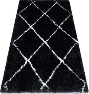 Dywany Łuszczów Dywan FLUFFY 2373 shaggy kratka, trellis - antracyt / biały, 120x170 cm 1