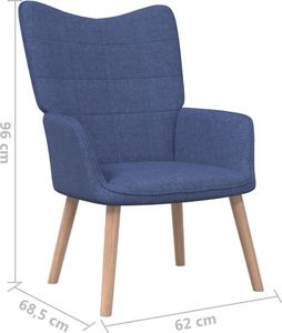 vidaXL Fotel, 62 x 68,5 x 96 cm, niebieski, obity tkaniną 6