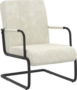 vidaXL Krzesło wspornikowe, kremowe, obite aksamitem 1
