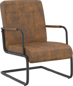 vidaXL Krzesło wspornikowe, brązowe, obite tkaniną 1