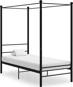 vidaXL Rama łóżka z baldachimem, czarna, metalowa, 90 x 200 cm 1
