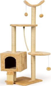 ModernHome Drapak dla kota domek legowisko piętrowe wieża 120cm + zabawki 1