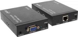 System przekazu sygnału AV InLine VGA + Audio, po sieci LAN Ethernet RJ45 przez kabel UTP / STP, do 300m, zestaw (65012) 2