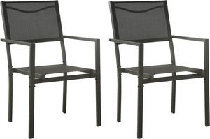 vidaXL Krzesła ogrodowe, 2 szt., stal i textilene, czarno-antracytowe 1