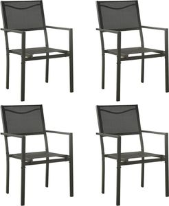 vidaXL Krzesła ogrodowe, 4 szt., stal i textilene, czarno-antracytowe 1