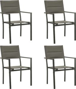 vidaXL Krzesła ogrodowe, 4 szt., stal i textilene, szaro-antracytowe 1
