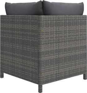 vidaXL 4-osobowa sofa ogrodowa z poduszkami, polirattan, szara 4