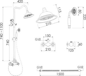 Bateria prysznicowa YokaHome Retro czarny mat (BP.DIXI BLK) 4