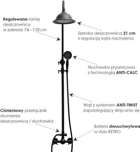 Bateria prysznicowa YokaHome Retro czarny mat (BP.DIXI BLK) 9