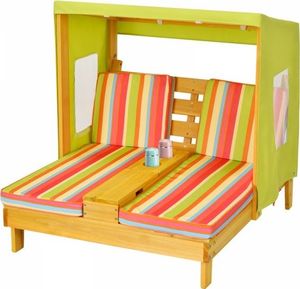 Costway Podwójny leżak ogrodowy dla dzieci z poduszką i parasolem 6