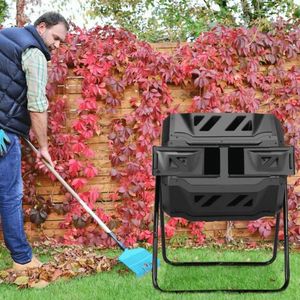 Costway Obrotowy pojemnik na kompost z podwójną komorą 4