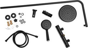 Zestaw prysznicowy YokaHome Bateria prysznicowa termostatyczna natryskowa czarna deszczownica 20 cm - Yoka 11