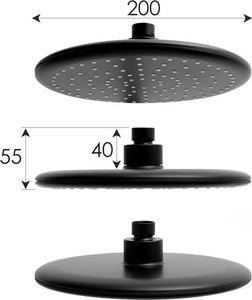 Zestaw prysznicowy YokaHome Bateria prysznicowa termostatyczna natryskowa czarna deszczownica 20 cm - Yoka 3