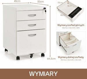 Costway Szafka kontenerek pod biurko na akta i dokumenty zamykana 3