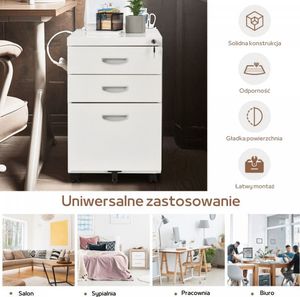 Costway Szafka kontenerek pod biurko na akta i dokumenty zamykana 7