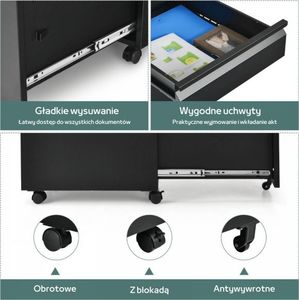 Costway Szafka kontenerek pod biurko na akta i dokumenty zamykana 6