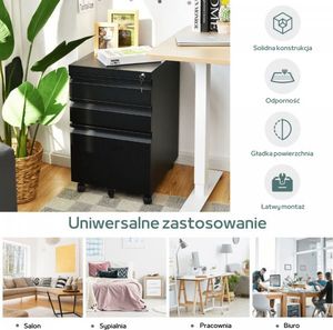 Costway Szafka kontenerek pod biurko na akta i dokumenty zamykana 7