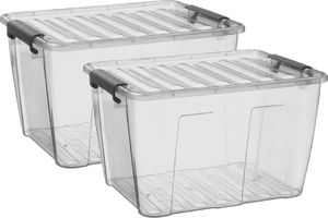 Plast Team Zestaw 2 pojemników z pokrywą 15l transparentny Home Box 1