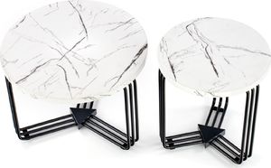 Halmar Stolik kawowy ANTICA M 55x55 biały marmur/czarny 3