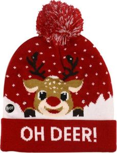 Aptel CZAPKA Z POMPONEM ŚWIĄTECZNA RENIFER LED rozm. uniwersalny BQ52J 2