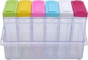 Aptel AG474D POJEMNIKI NA PRZYPRAWY Z PODSTAWKĄ 6 sztuk transparentne 4