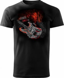 Topslang Koszulka rock Jimi Hendrix rockowa gitara z gitarą dla gitarzysty męska czarna REGULAR S 1