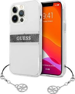 Guess Etui Guess GUHCP13LKB4GGR Apple iPhone 13 Pro Transparent hardcase 4G Grey Strap Charm 1