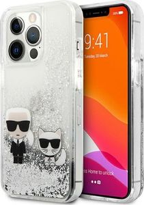 Karl Lagerfeld Etui Karl Lagerfeld KLHCP13LGKCS Apple iPhone 13 Pro srebrny/silver hardcase Liquid Glitter Karl&Choupette 1