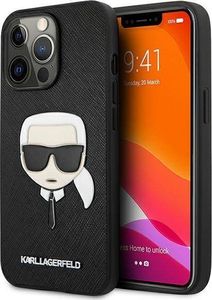 Karl Lagerfeld Etui Karl Lagerfeld KLHCP13LSAKHBK Apple iPhone 13 Pro czarny/black hardcase Saffiano Ikonik Karl`s Head 1