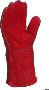 Delta Plus Rękawice spawalnicze z dwoiny bydlęcej dłoń podszyta bawełną molton dł.35 cm kolor czerwony rozmiar 10 MAIN CA515R10 1