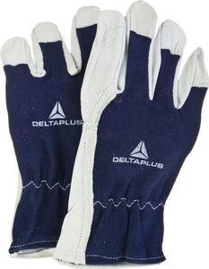 Delta Plus Rękawice z koziej skóry strona grzbietowa z dżerseju biało-niebieskie rozmiar 9 CT402BL09 1