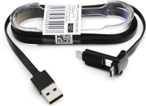 Kabel USB Omega USB UNIVERSAL CABLE 2 IN 1: MICRO USB & LIGHTNING BLACK 1
