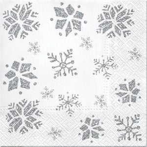 Art-Pol Pl Serwetki Glitter Snowflakes Silver 1