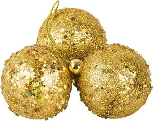 Dekoracja świąteczna Art-Pol Bombki choinkowe złote 3 szt wzór 2 3