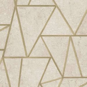 DUTCH WALLCOVERIN DUTCH WALLCOVERINGS Tapeta w trójkąty, beżowo-złota 1