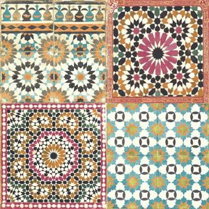 DUTCH WALLCOVERIN DUTCH WALLCOVERINGS Tapeta z motywem marokańskich płytek, kolorowa 1